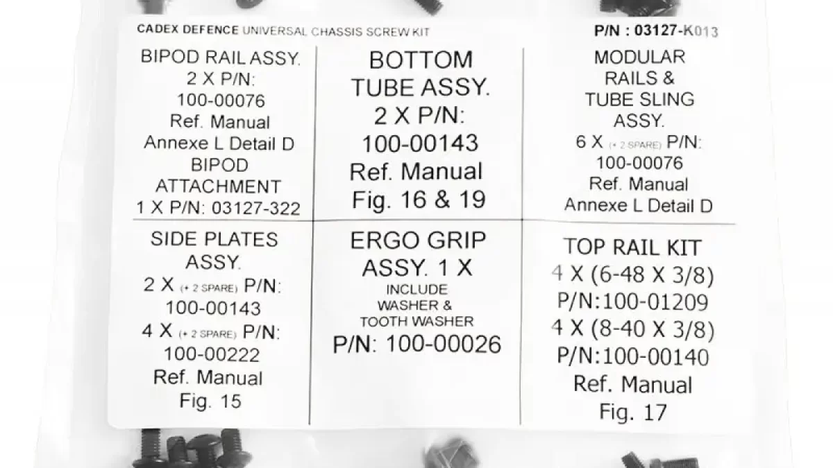 Universal Chassis Screw Kit – Cadex Defence